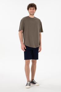 Tricou Bărbați Maro Oversize Cu Logo Brodat Pe Mânecă 