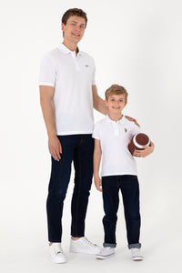 Tricou Polo Bărbați Alb Cu Imprimeu USPA