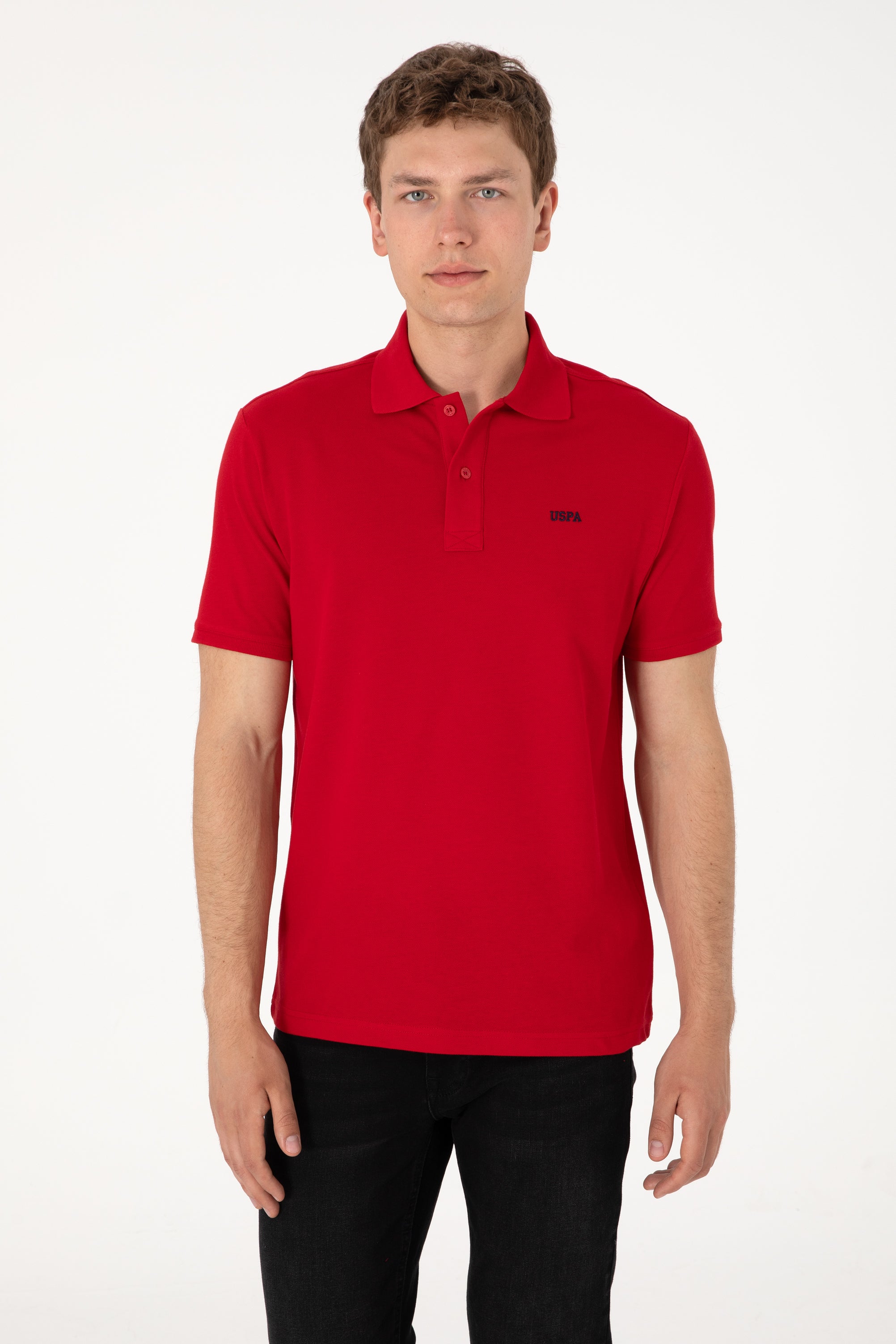 Tricou Polo Bărbați Roșu Cu Imprimeu USPA