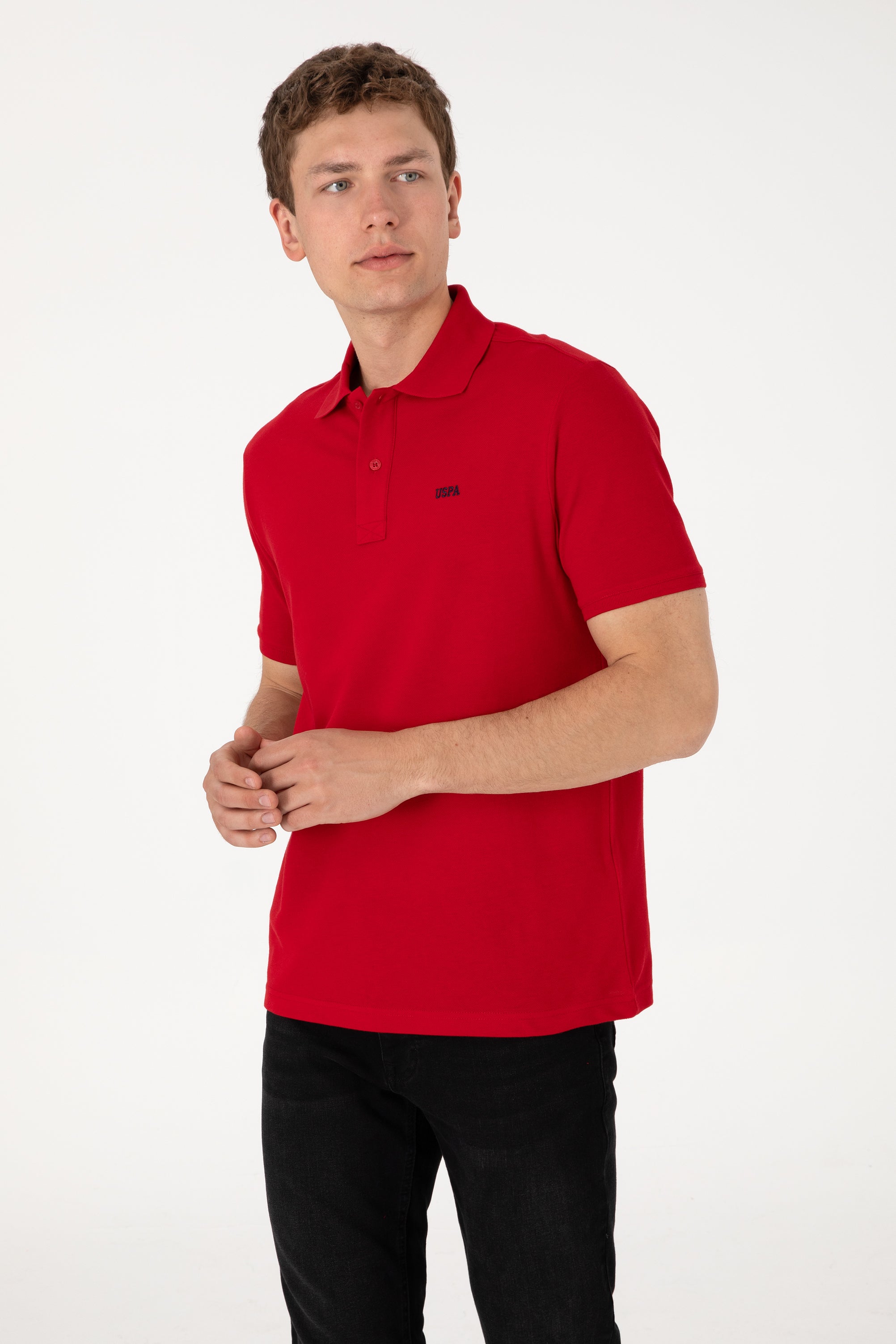 Tricou Polo Bărbați Roșu Cu Imprimeu USPA