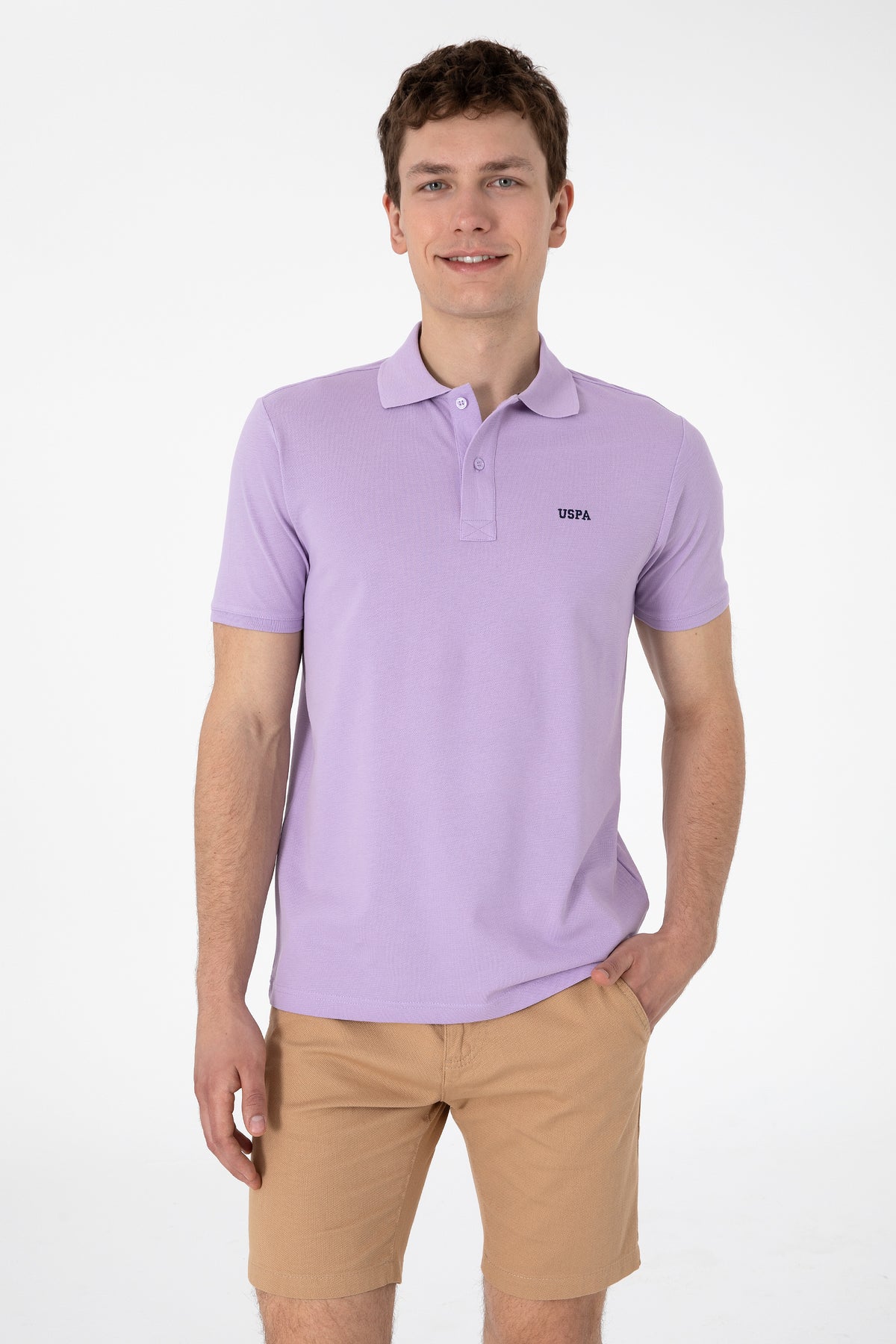 Tricou Polo Bărbați Lila Cu Imprimeu USPA