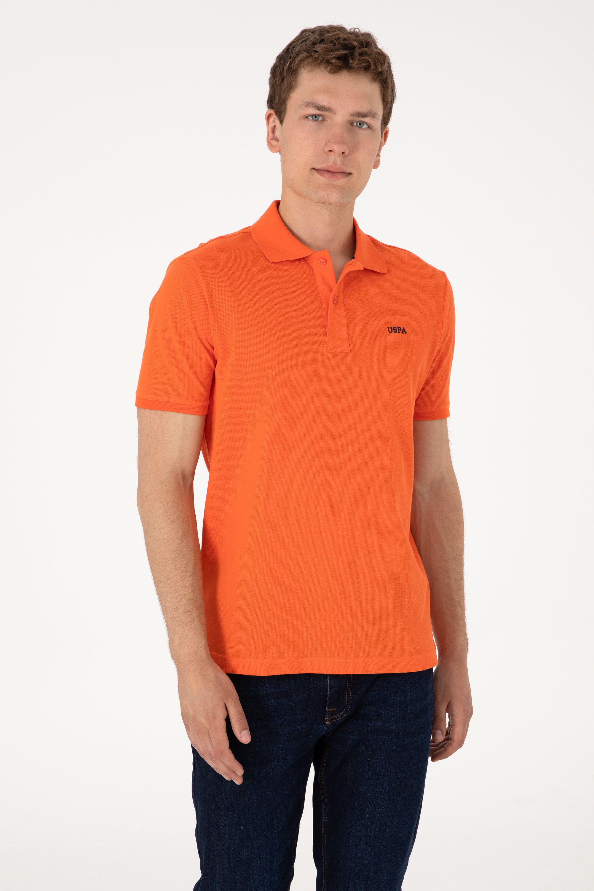 Tricou Polo Bărbați Roșu Corai Cu Imprimeu USPA