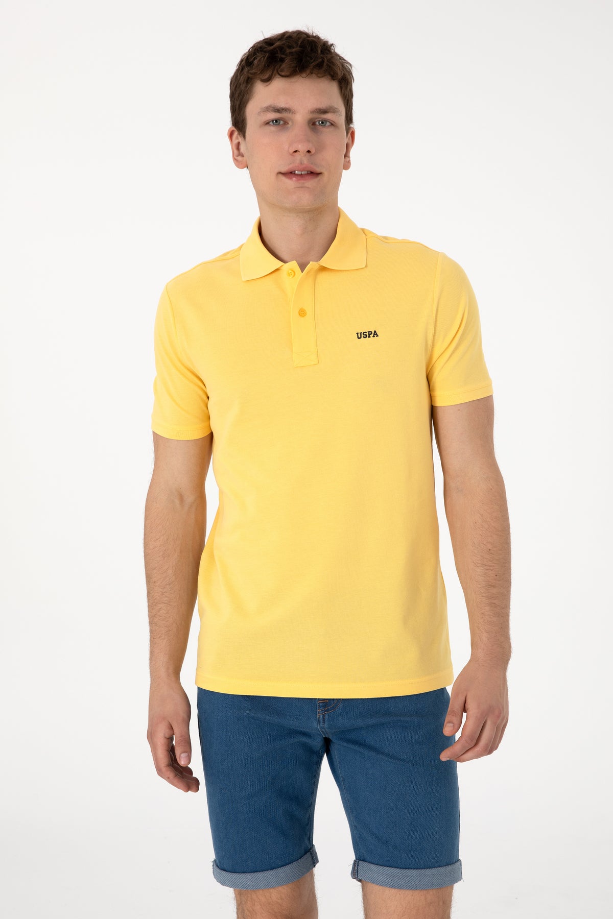 Tricou Polo Bărbați Galben  Cu Imprimeu USPA