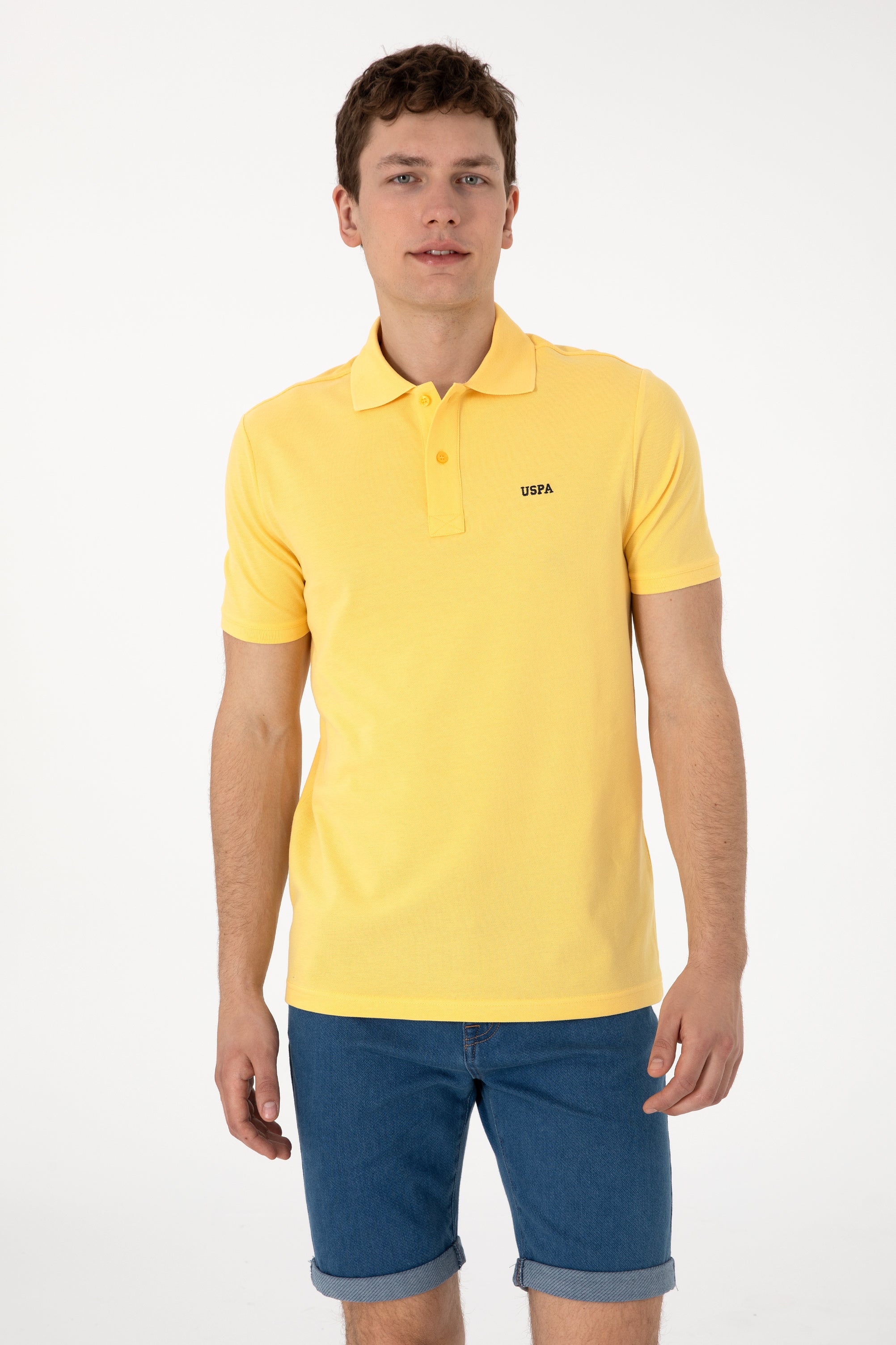 Tricou Polo Bărbați Galben  Cu Imprimeu USPA