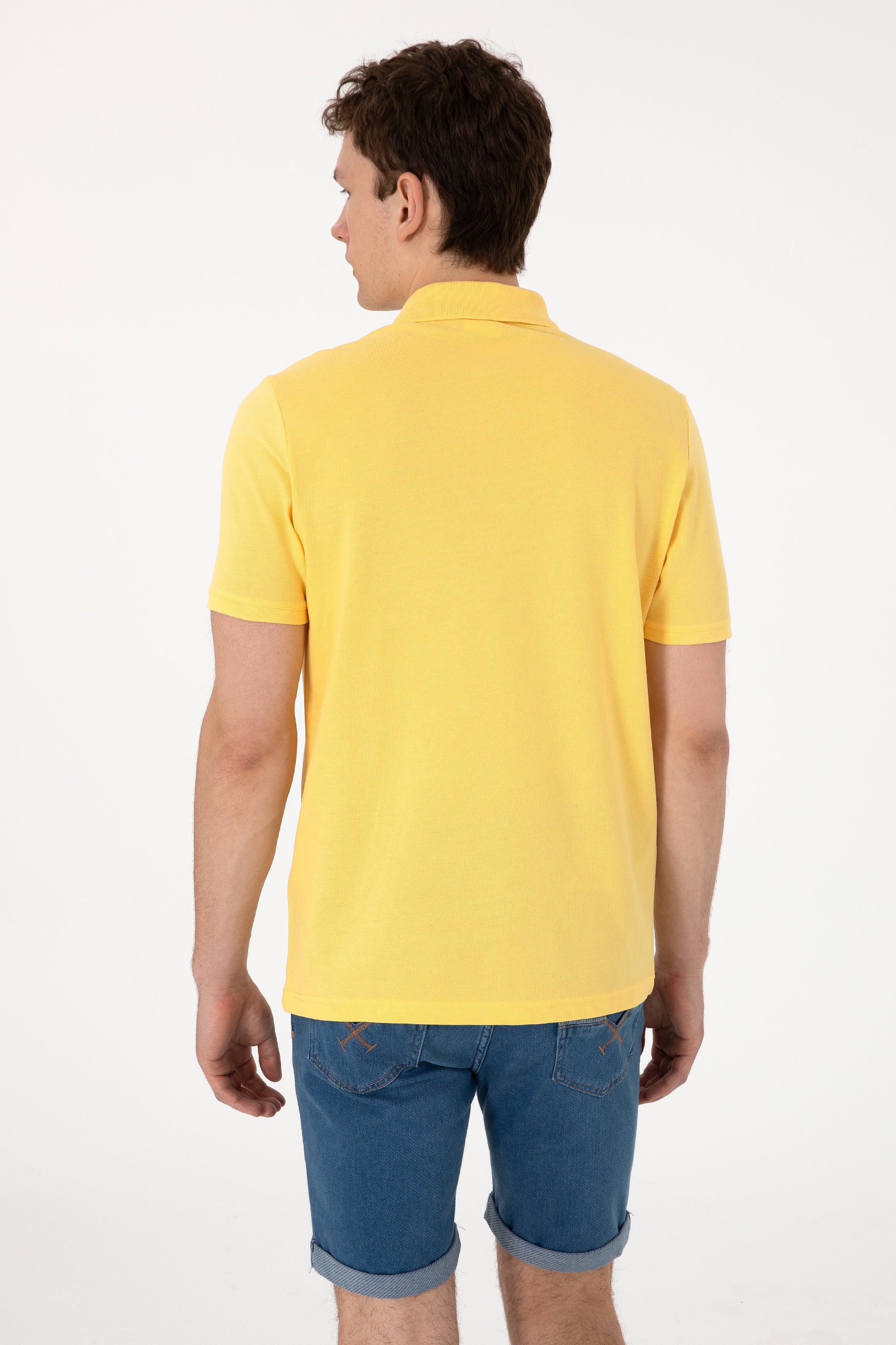 Tricou Polo Bărbați Galben  Cu Imprimeu USPA