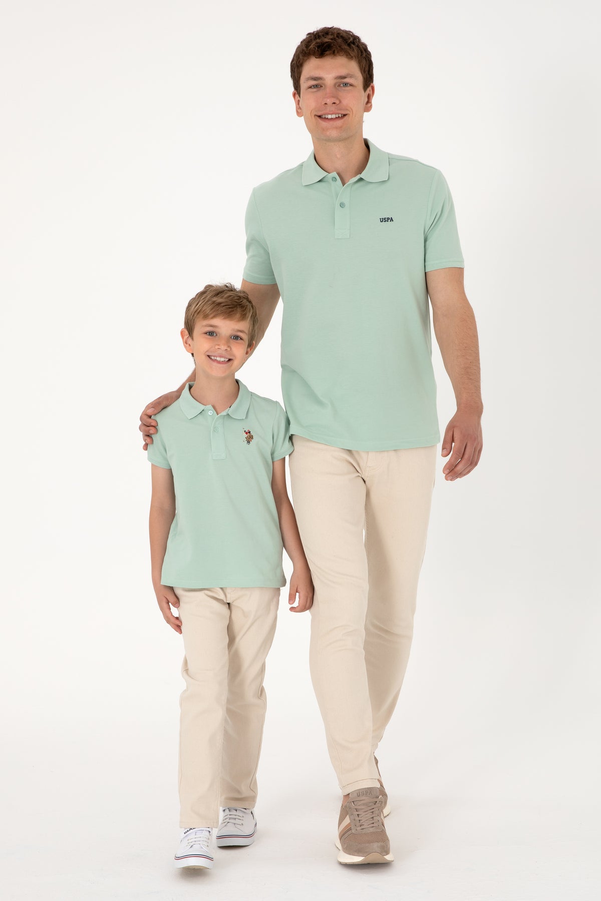 Tricou Polo Bărbați Verde Pal Cu Imprimeu USPA