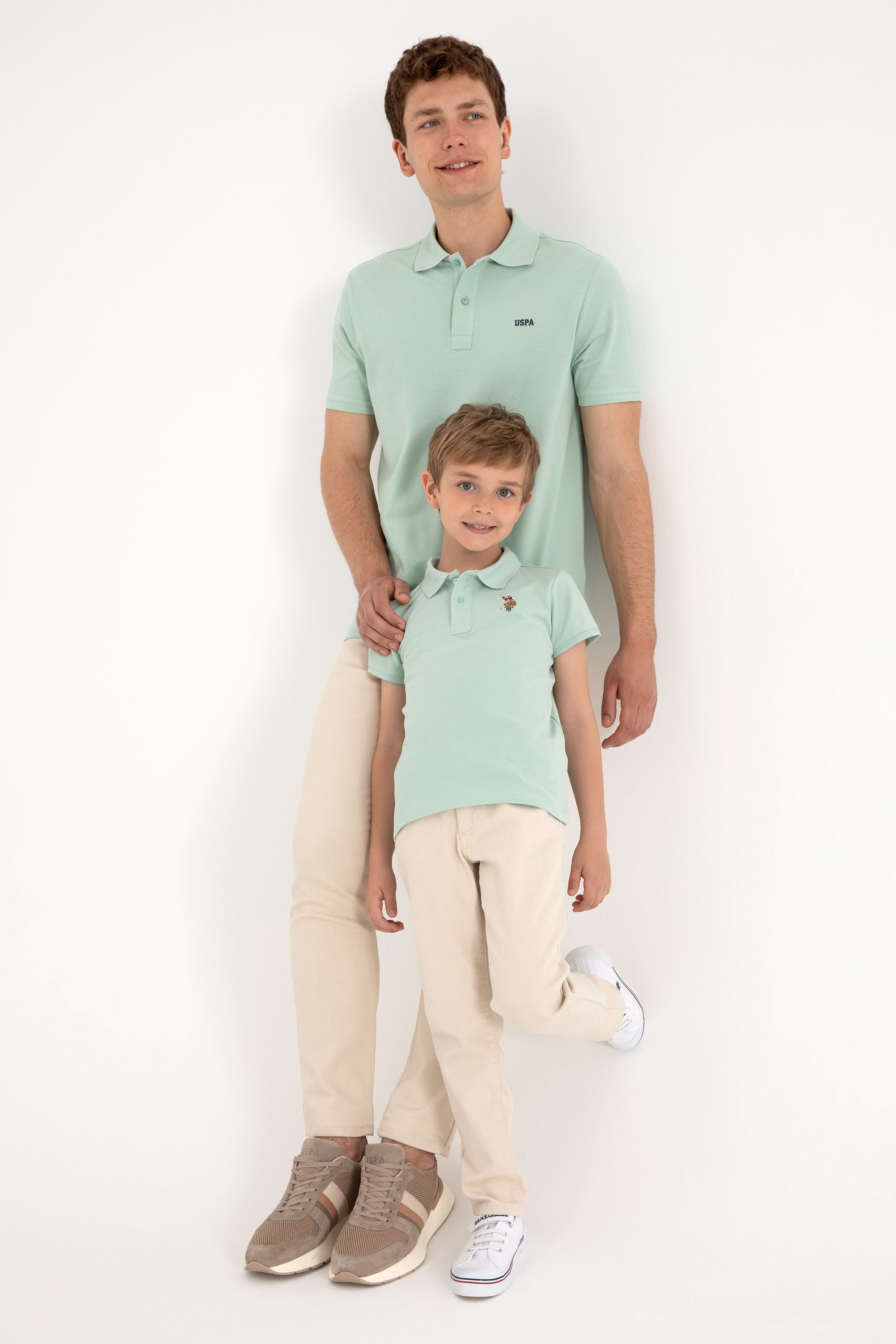 Tricou Polo Bărbați Verde Pal Cu Imprimeu USPA