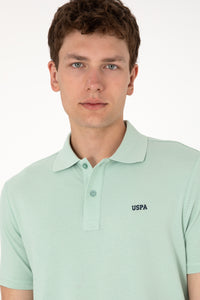Tricou Polo Bărbați Verde Pal Cu Imprimeu USPA