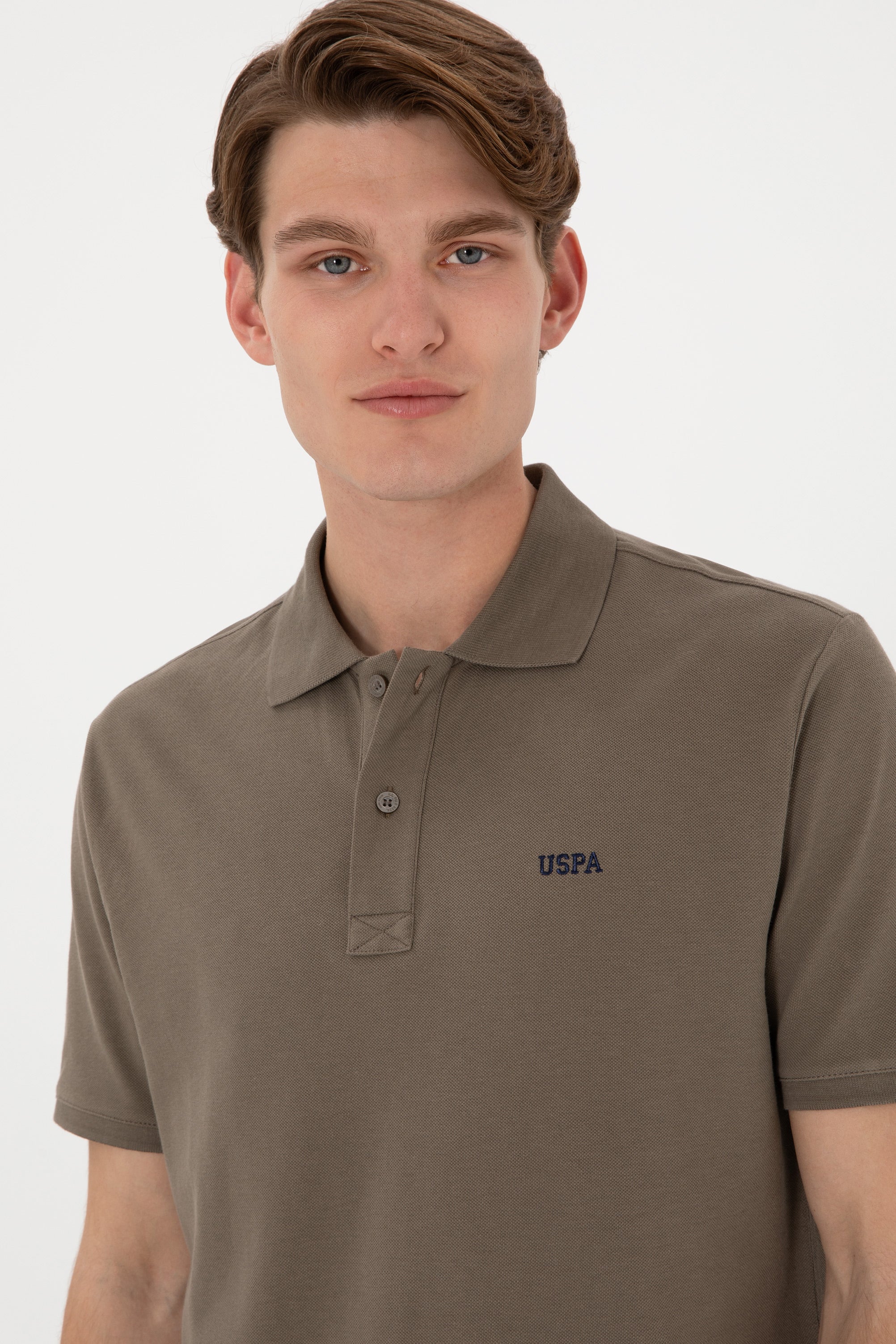 Tricou Polo Bărbați Maro Cu Imprimeu USPA