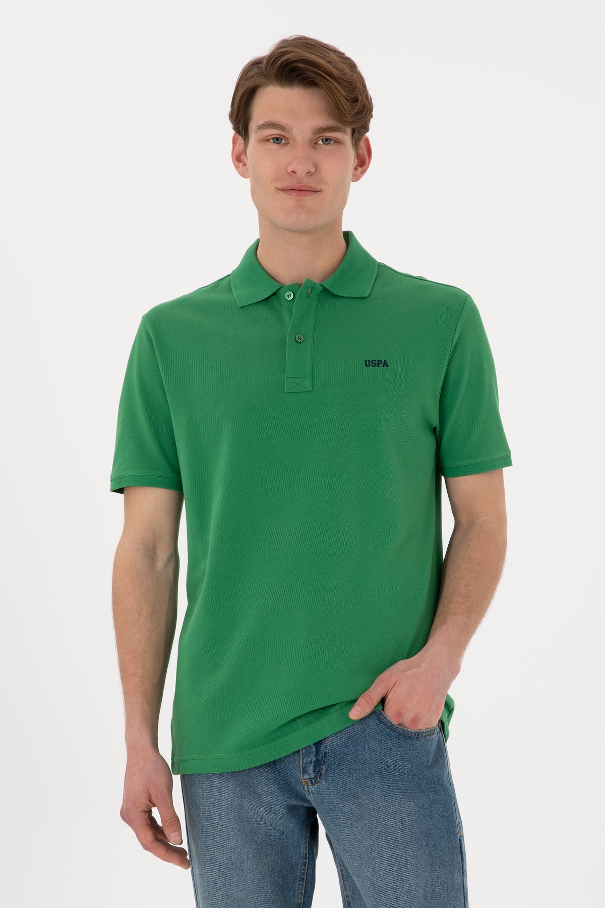 Tricou Polo Bărbați Verde Cu Imprimeu USPA