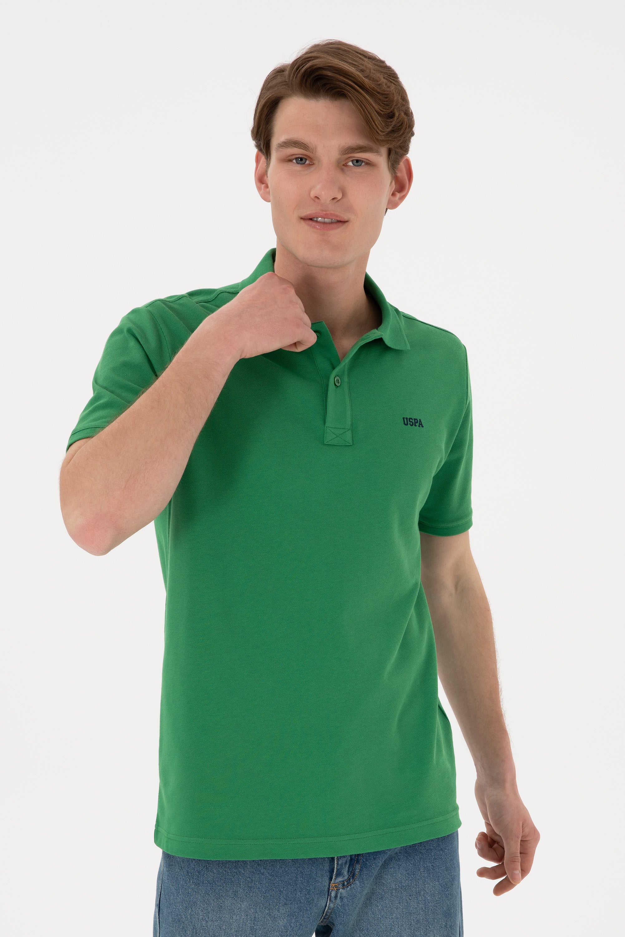 Tricou Polo Bărbați Verde Cu Imprimeu USPA