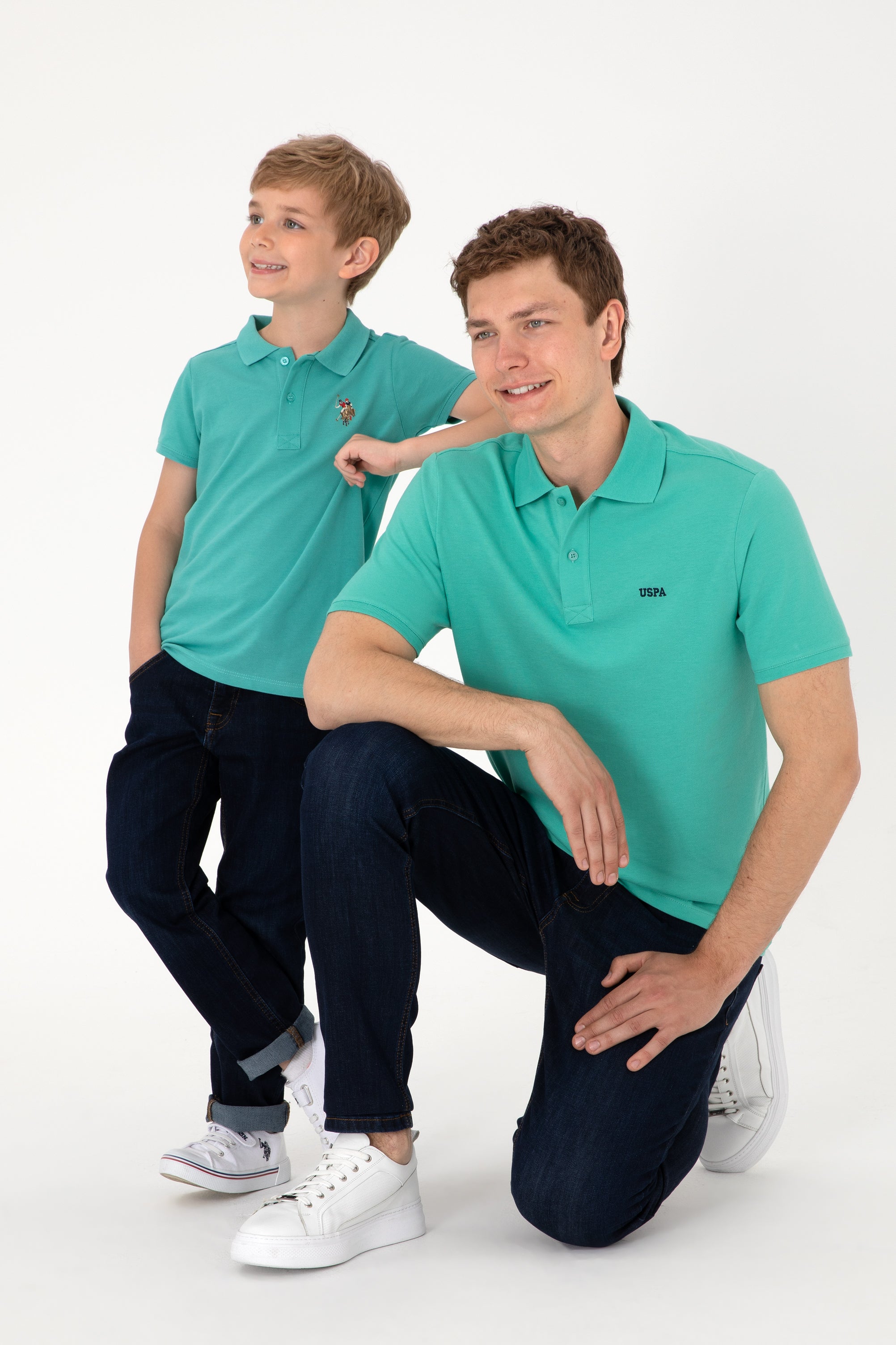 Tricou Polo Bărbați Verde Mentă Cu Imprimeu USPA