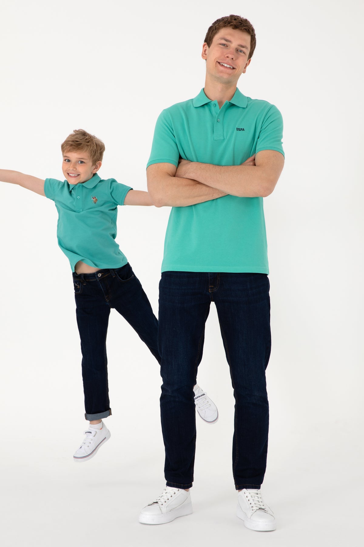 Tricou Polo Bărbați Verde Mentă Cu Imprimeu USPA