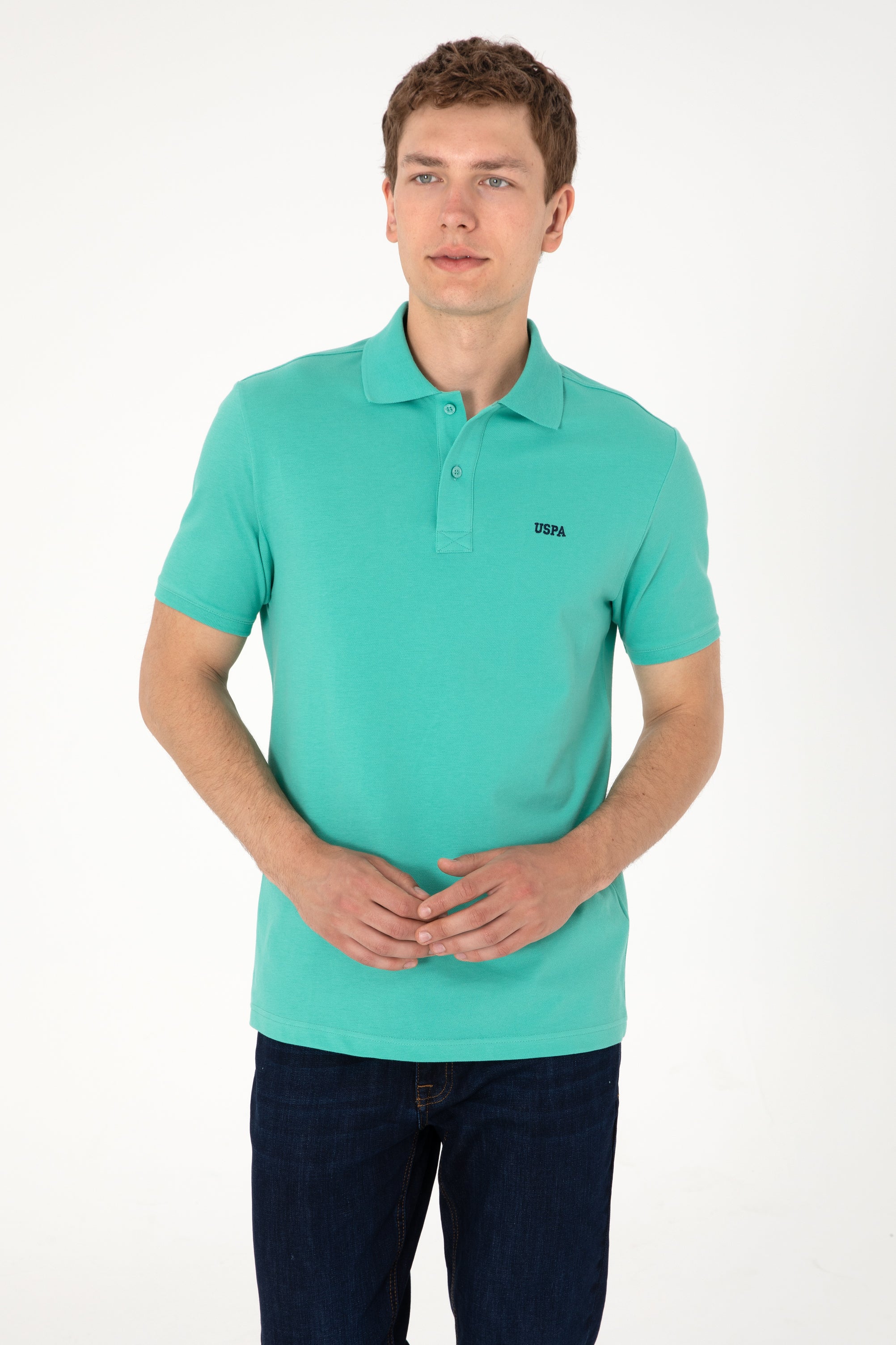 Tricou Polo Bărbați Verde Mentă Cu Imprimeu USPA