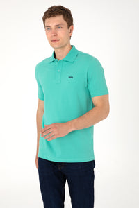 Tricou Polo Bărbați Verde Mentă Cu Imprimeu USPA
