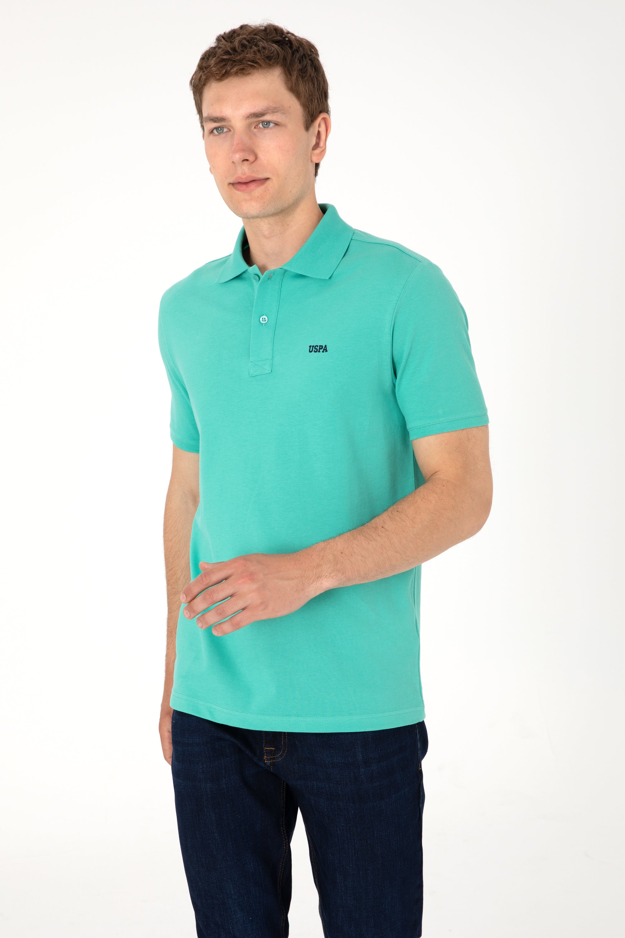 Tricou Polo Bărbați Verde Mentă Cu Imprimeu USPA