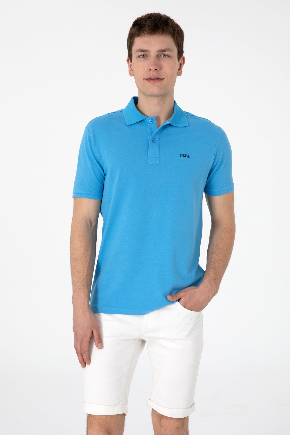 Tricou Polo Bărbați Albastru Coral Cu Imprimeu USPA