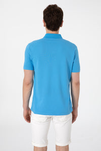 Tricou Polo Bărbați Albastru Coral Cu Imprimeu USPA