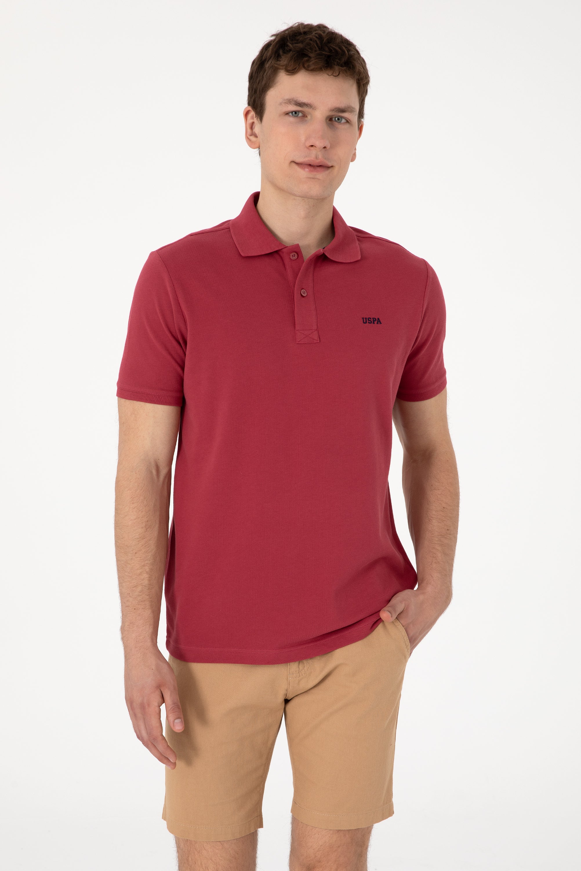 Tricou Polo Bărbați Roșu Cărămiziu Cu Imprimeu USPA