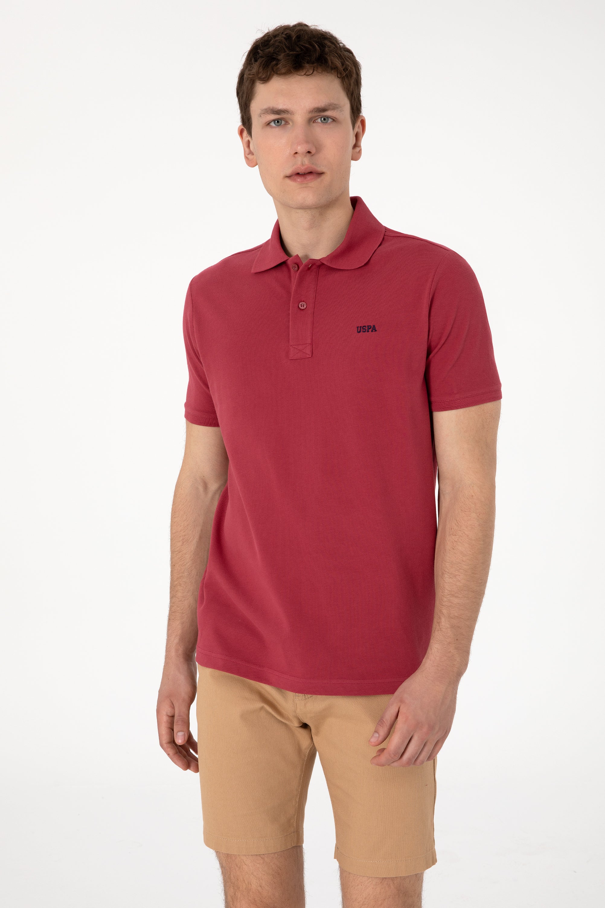 Tricou Polo Bărbați Roșu Cărămiziu Cu Imprimeu USPA