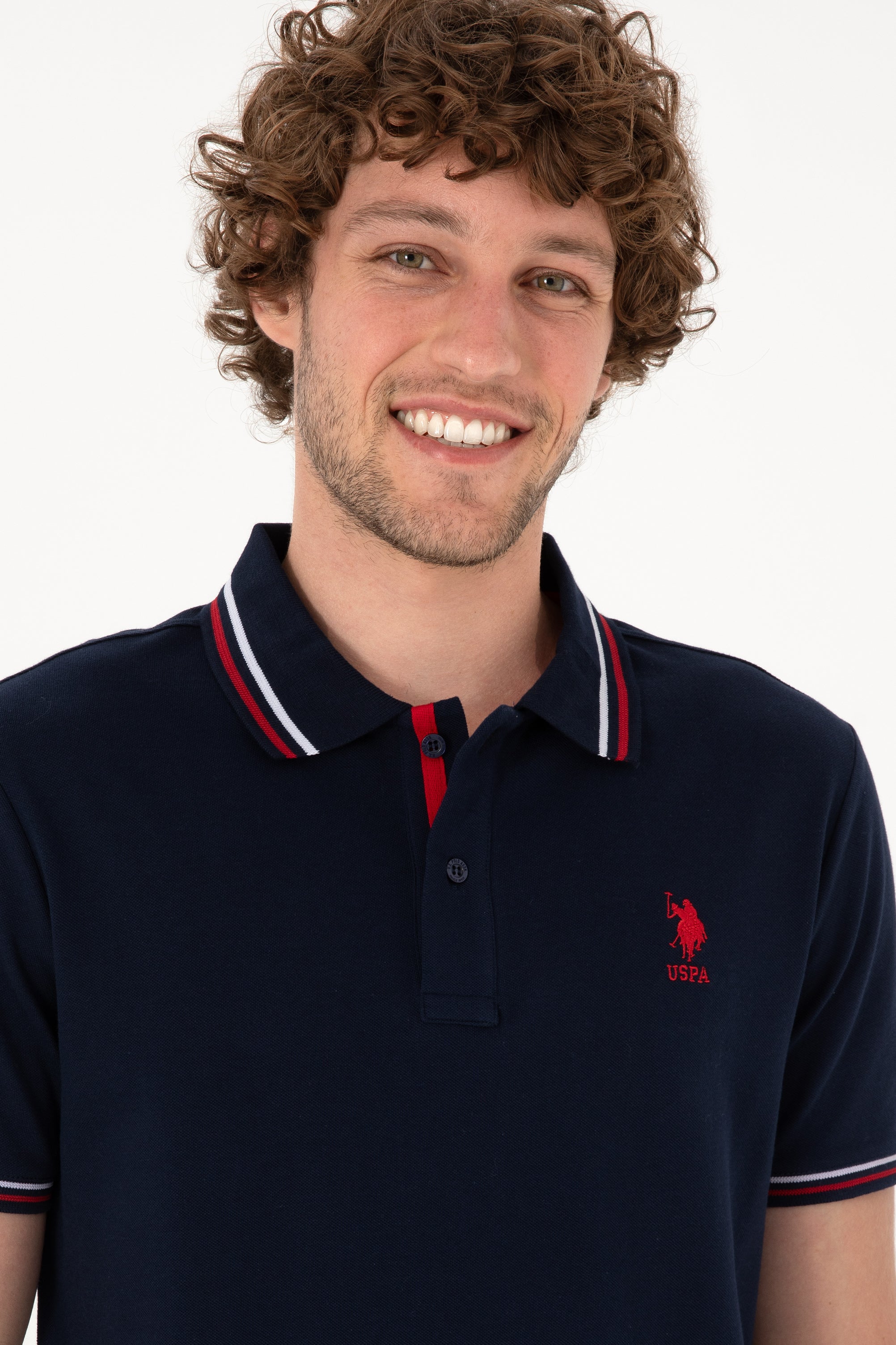 Tricou Polo Bărbați Bleumarin Cu Detalii Guler Și Logo Brodat