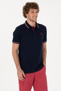 Tricou Polo Bărbați Bleumarin Cu Detalii Guler Și Logo Brodat