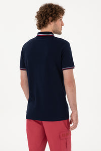 Tricou Polo Bărbați Bleumarin Cu Detalii Guler Și Logo Brodat