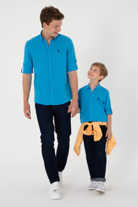 Cămașă Bărbați Albastru Coral Cu Logo Discret