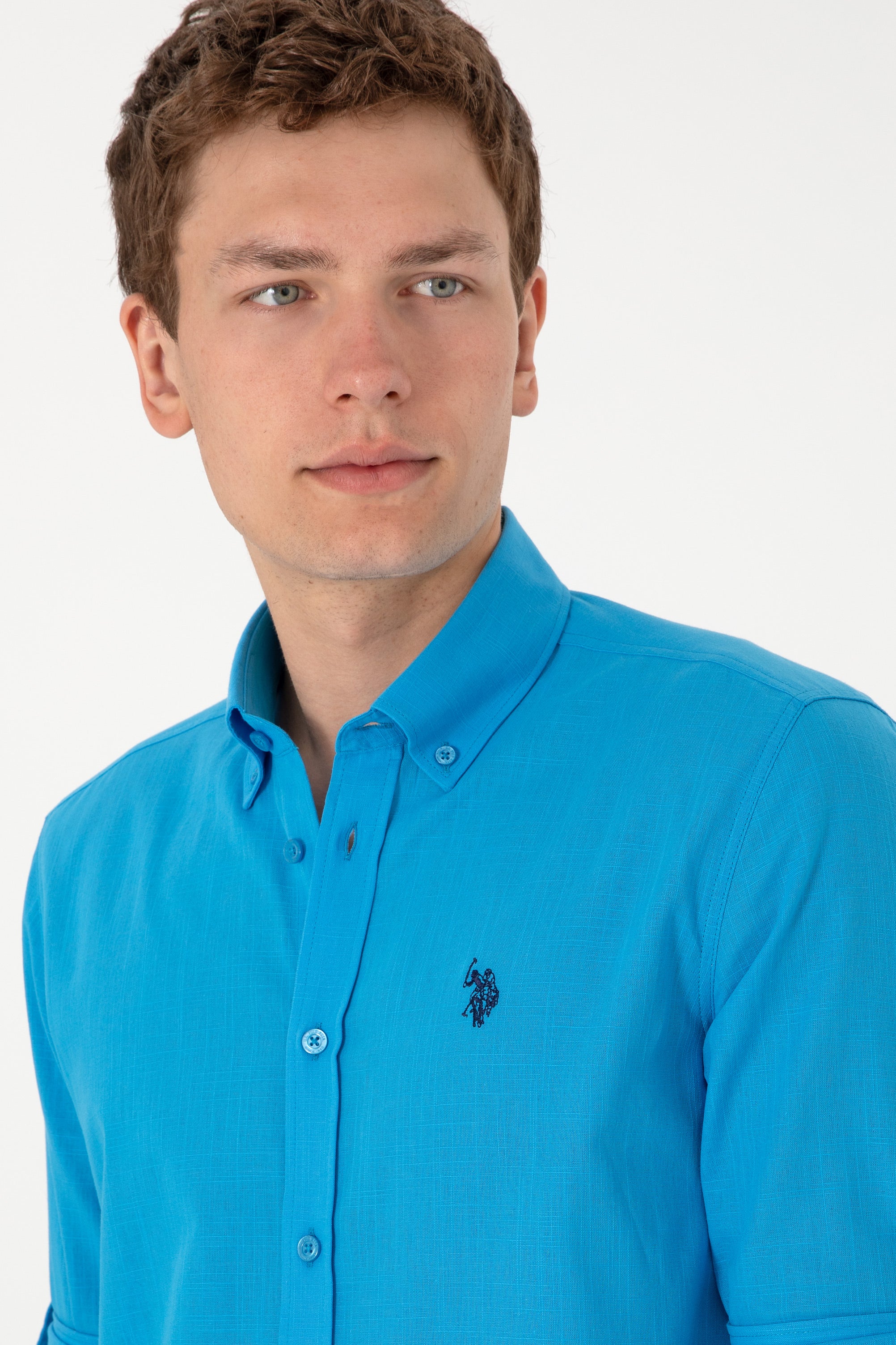 Cămașă Bărbați Albastru Coral Cu Logo Discret