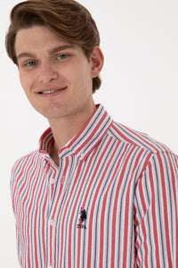 Cămașă Bărbați Cu Model În Dungi Multicolore Și Logo Brodat