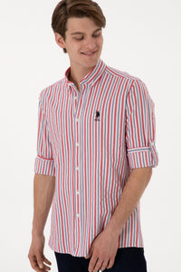Cămașă Bărbați Cu Model În Dungi Multicolore Și Logo Brodat