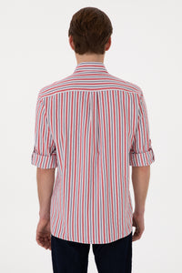 Cămașă Bărbați Cu Model În Dungi Multicolore Și Logo Brodat