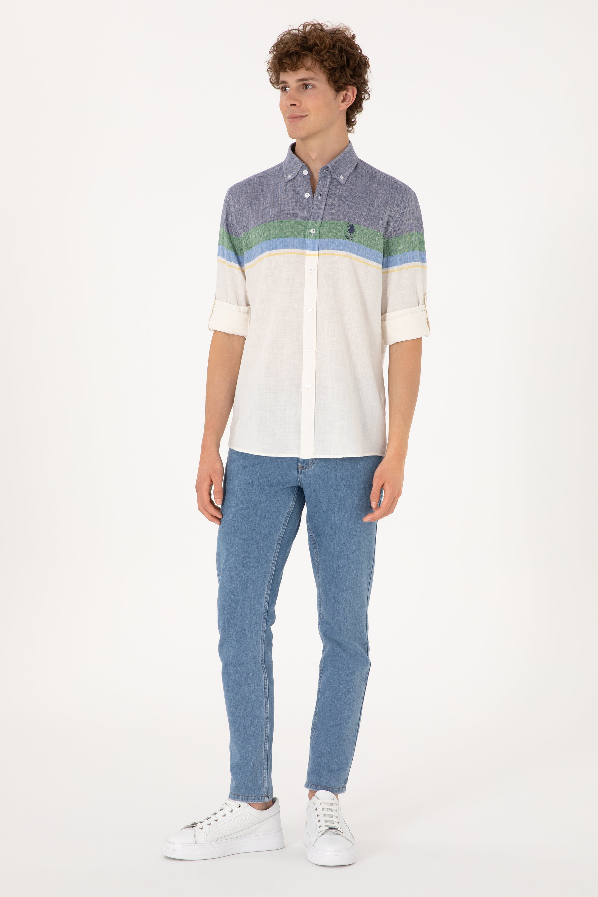 Cămașă Bărbați Multicoloră Cu Textură Și Logo Brodat