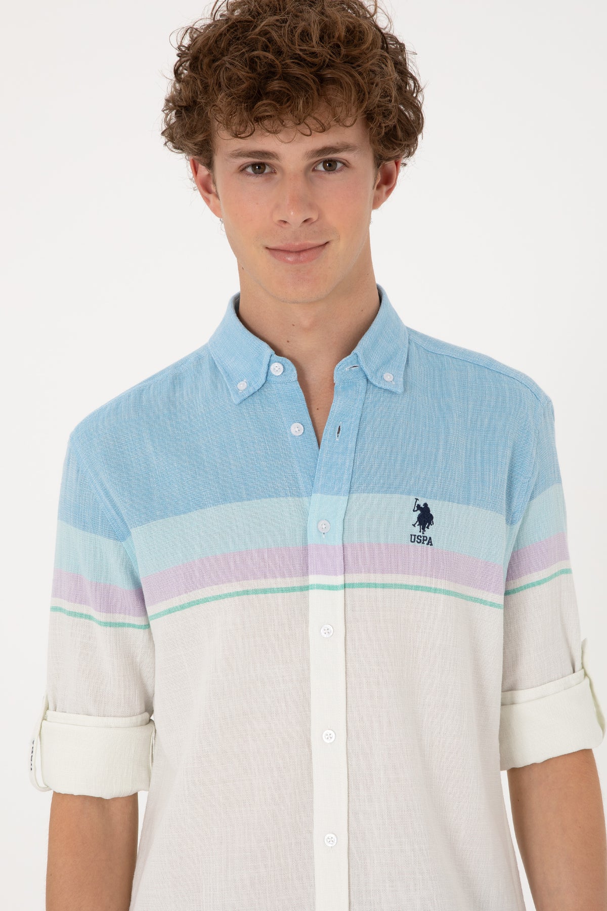 Cămașă Bărbați Multicoloră Cu Textură Și Logo Brodat