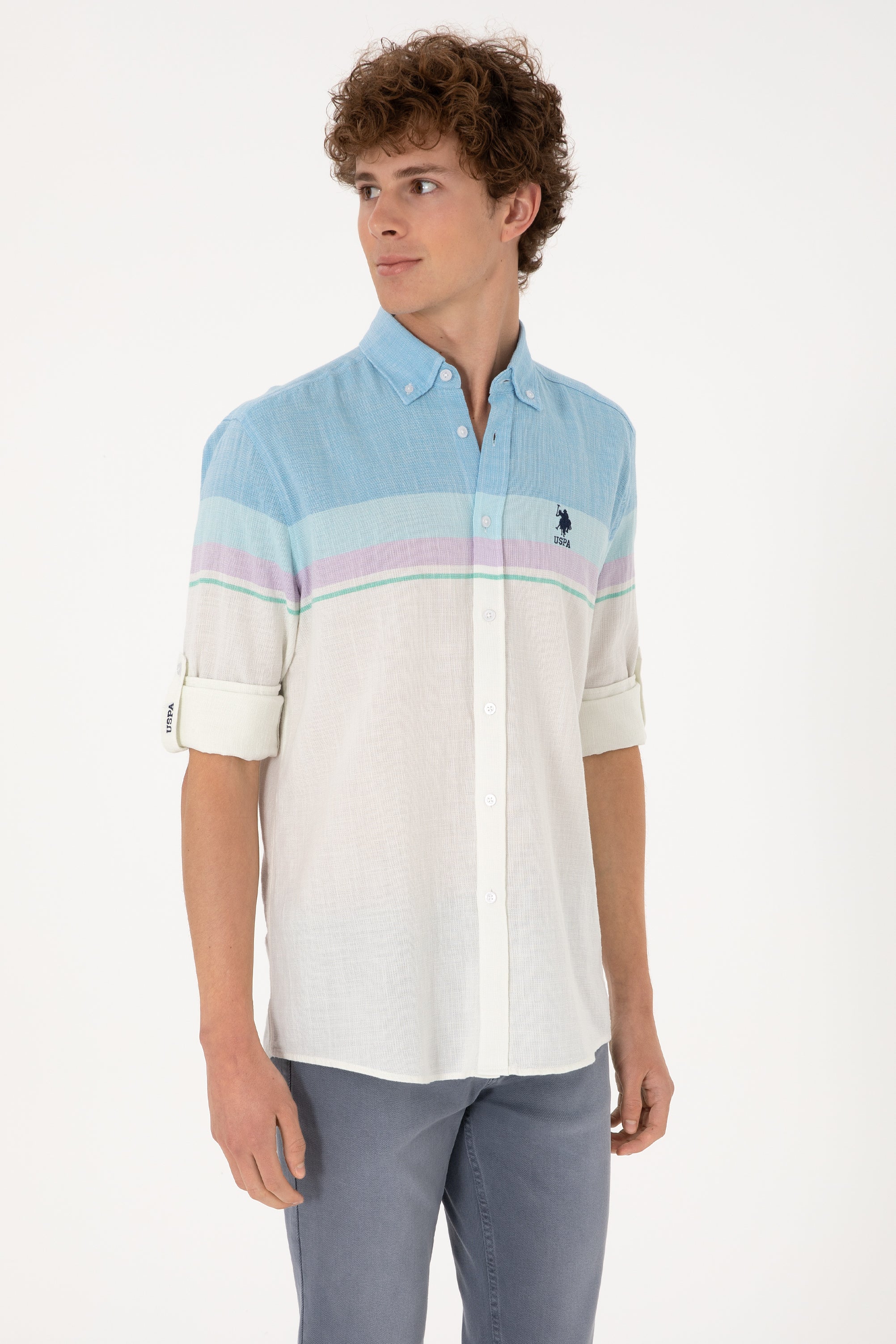 Cămașă Bărbați Multicoloră Cu Textură Și Logo Brodat