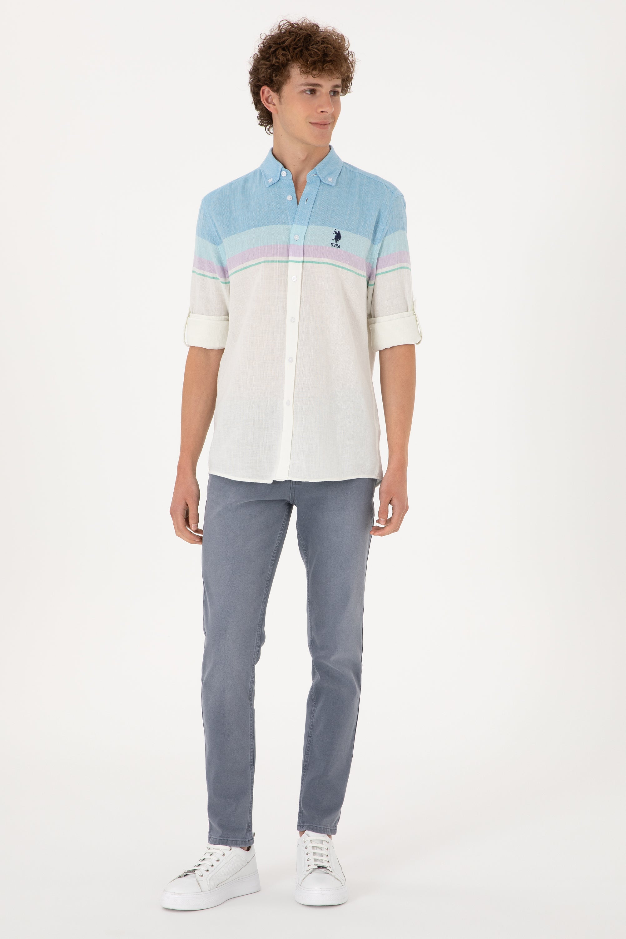 Cămașă Bărbați Multicoloră Cu Textură Și Logo Brodat