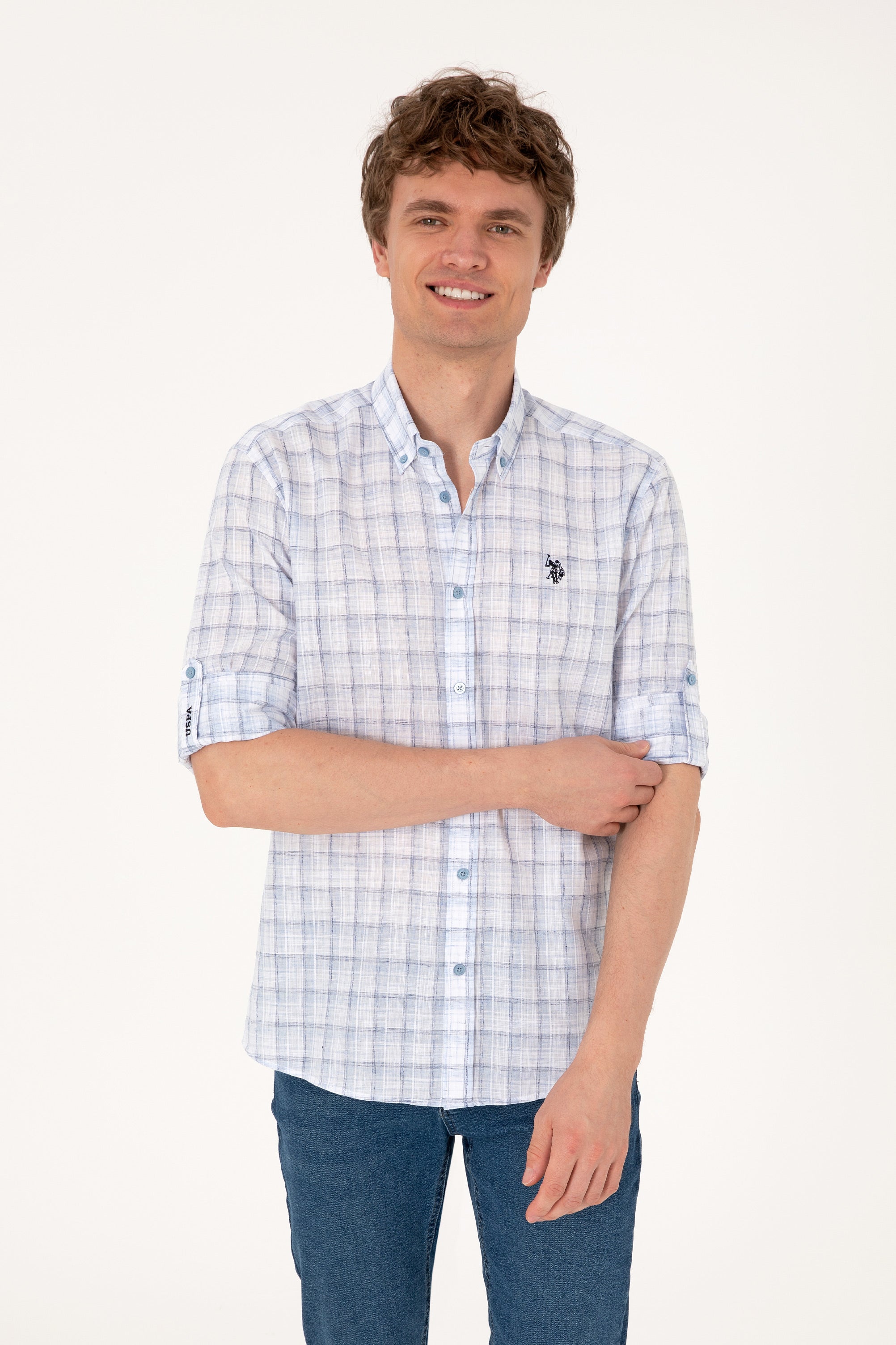 Cămașă Bărbați Cu Model În Carouri Și Logo Brodat