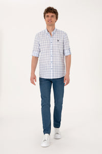 Cămașă Bărbați Cu Model În Carouri Și Logo Brodat