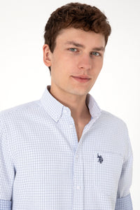 Cămașă Bărbați Albastru Deschis Cu Model Și Logo Discret