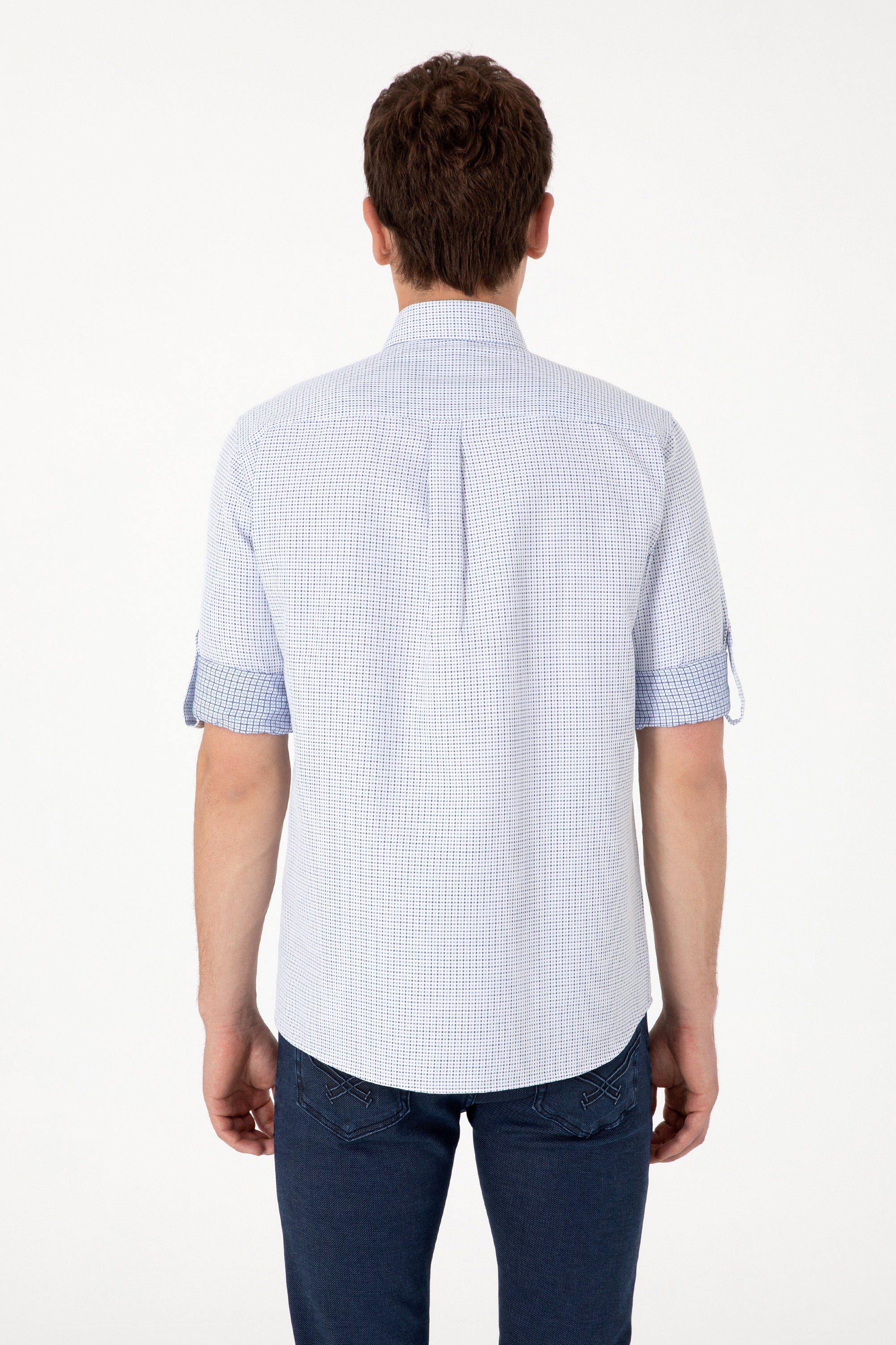 Cămașă Bărbați Albastru Deschis Cu Model Și Logo Discret