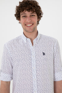 Cămașă Bărbați Pe Alb Cu Model Abstract Bleumarin