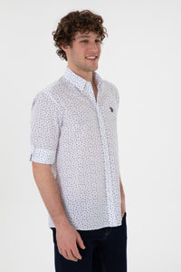 Cămașă Bărbați Pe Alb Cu Model Abstract Bleumarin