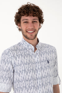 Cămașă Bărbați Pe Alb Cu Model 