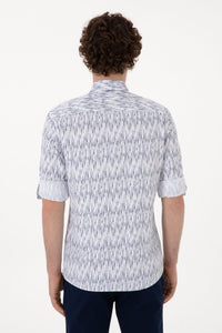 Cămașă Bărbați Pe Alb Cu Model 