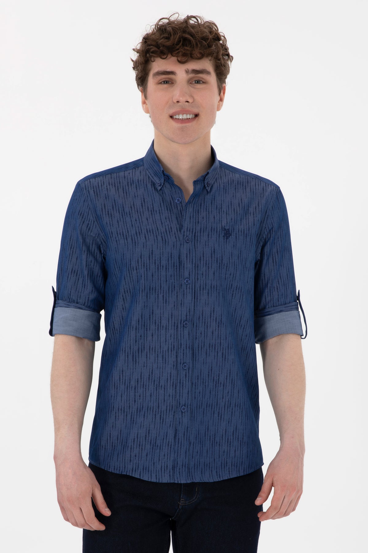 Cămașă Bărbați Pe Bleumarin Cu Model 