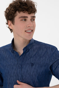 Cămașă Bărbați Pe Bleumarin Cu Model 