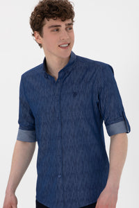 Cămașă Bărbați Pe Bleumarin Cu Model 