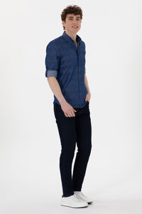 Cămașă Bărbați Pe Bleumarin Cu Model 