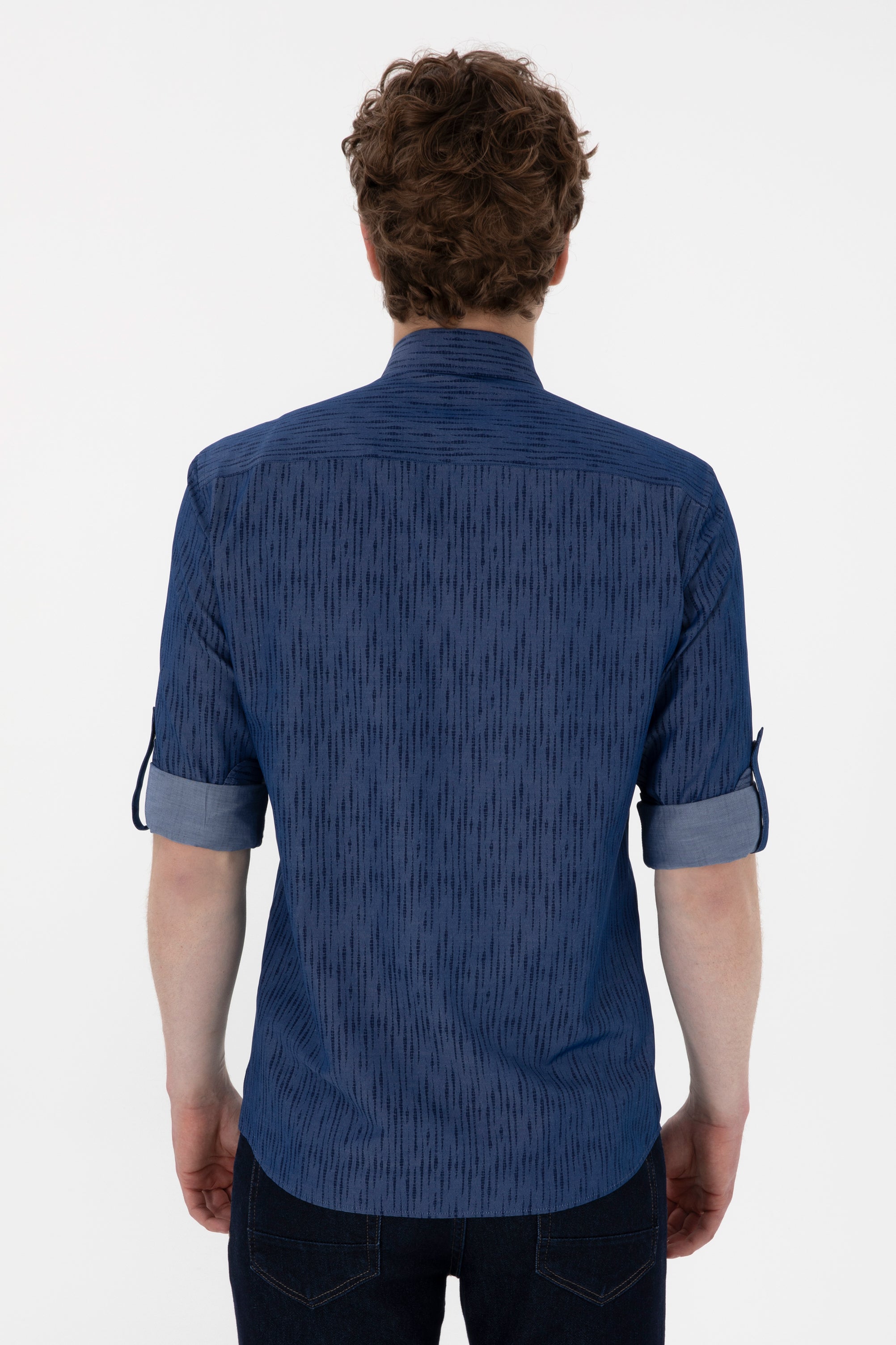 Cămașă Bărbați Pe Bleumarin Cu Model 