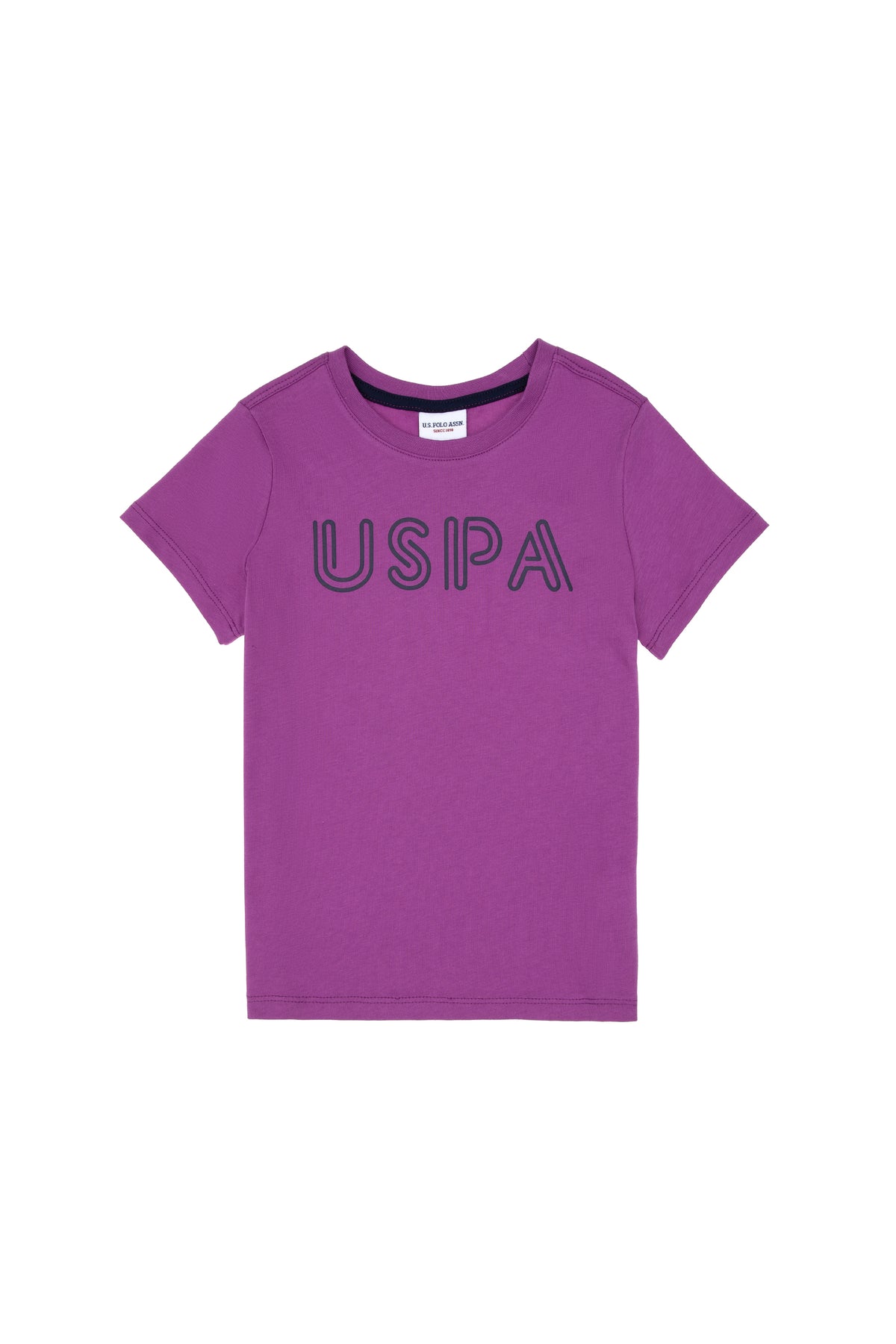 Tricou Băieți Mov Cu Guler Rotund Și Print USPA
